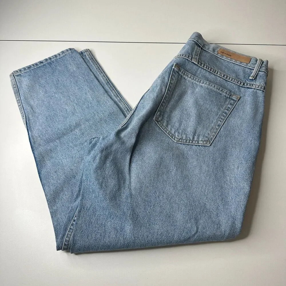 GRLFRND Dree Light Wash In My Time Crop Jean Hidden Button Fly Straight Leg 31